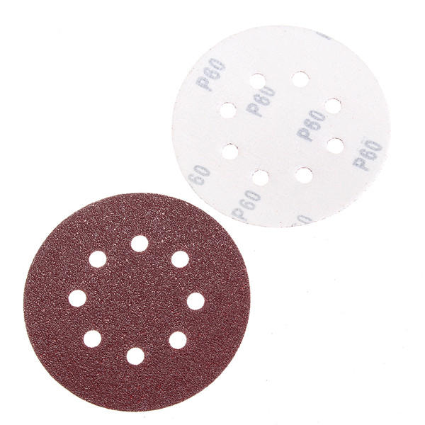 60Pcs 5 Inch 8-hole Hook Loop Sanding Discs Sandpaper 60/80/120/180/240/320 Grit