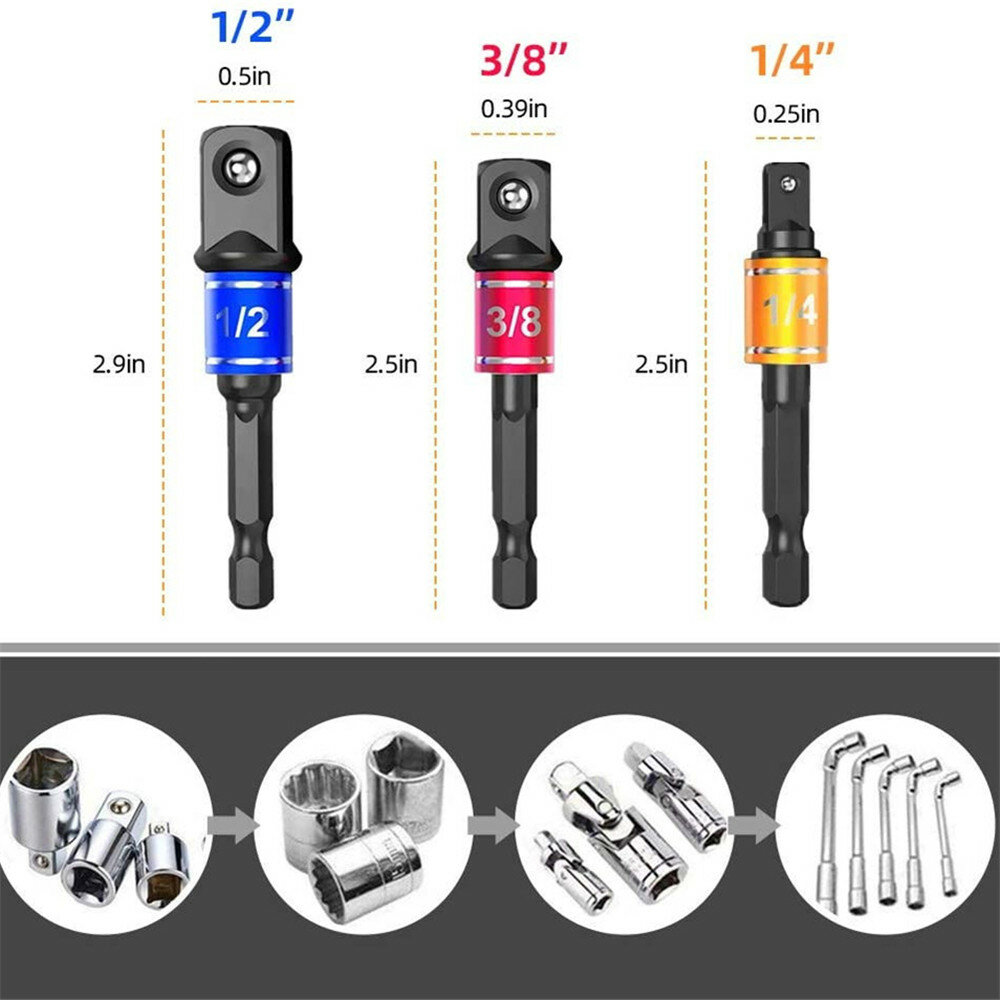 Drillpro 16Pcs/Set Flexible Drill Extension Hex Shank Drill Nut Driver Bit Set Bendable Drill Bit Extension+Universal Socket Ada