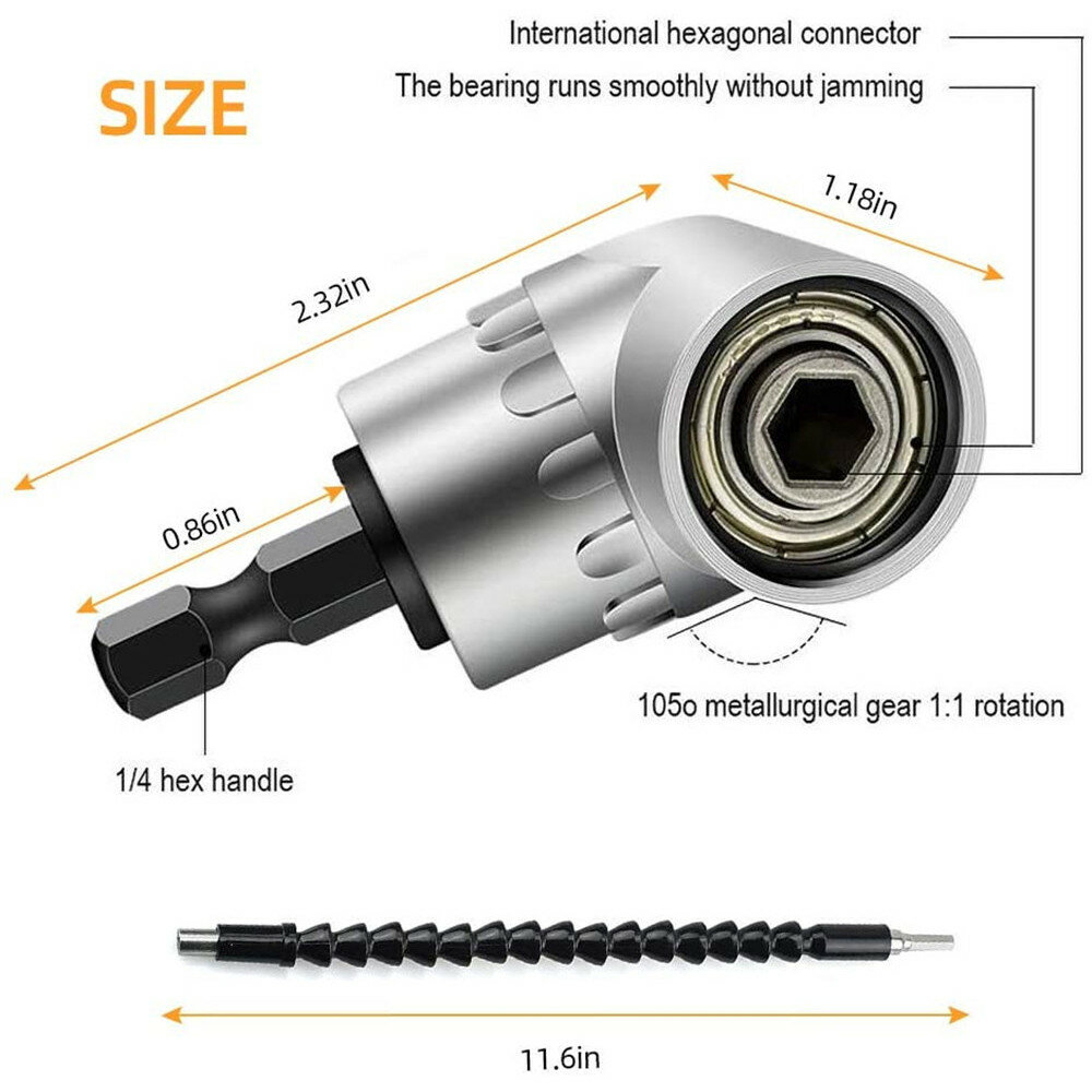 Drillpro 16Pcs/Set Flexible Drill Extension Hex Shank Drill Nut Driver Bit Set Bendable Drill Bit Extension+Universal Socket Ada