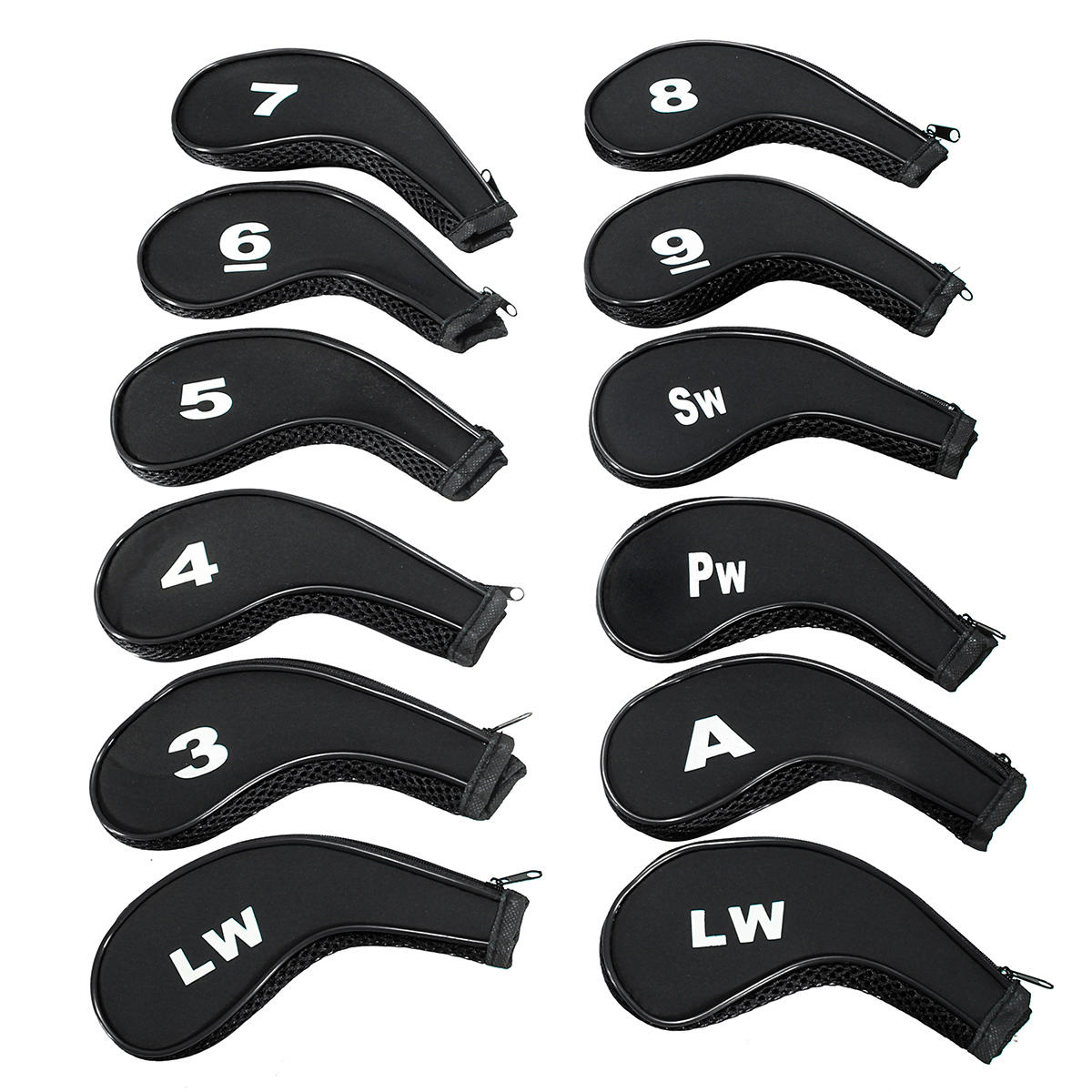 12Pcs/set Long Neck Golf Clubs Iron Head Covers Headcovers with Zipper COD