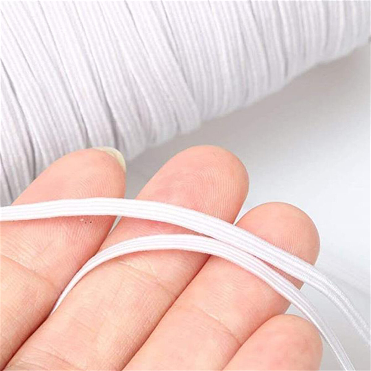 100/160 Yards DIY Elastic Band Sewing Crafting Making Braided Cords Knit White CO