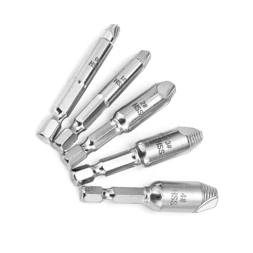 5 Piece Hexagonal Shank Single Head Damaged Screw Extractor Iron Stripped Broken Screw Bolt Remover Puller Easy Removal Tool Set