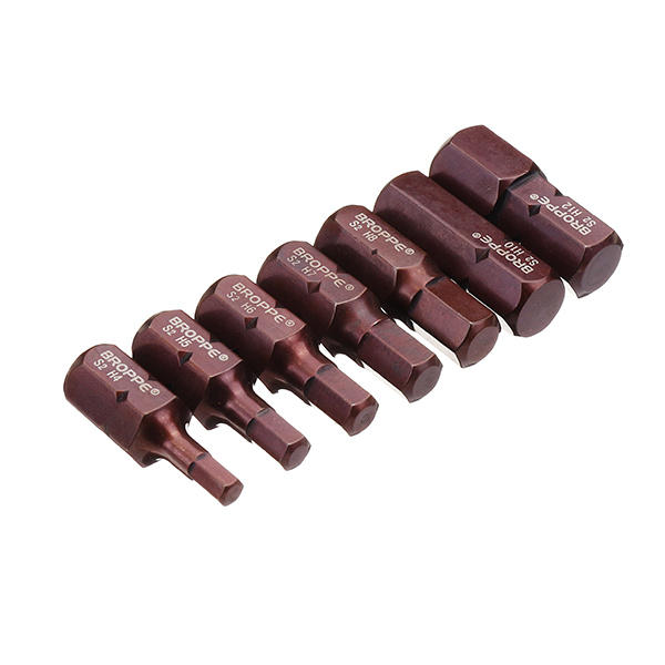 Broppe 7pcs H4-H12 30mm Hex Screwdriver Bit H4/H5/H6/H7/H8/H10/H12 10mm Hex Shank