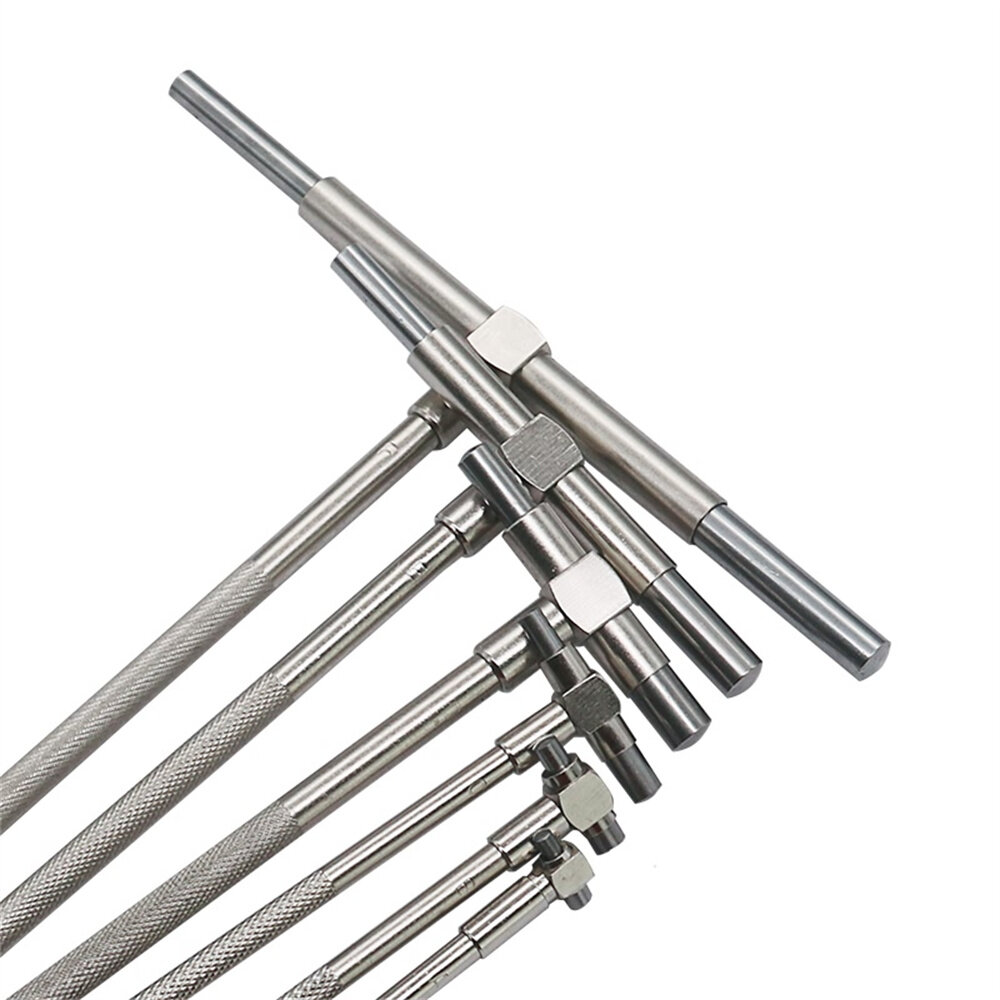 6PCS Telescopic Precision Gauge Set 8-150 mm Internal T Bore Hole Gauge Set Plated Square Head Telescopic Gauge Micrometer Measu