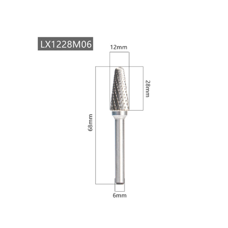 1PC LX1228M06 Tungsten Carbide Alloy Rotary File Tool Point Burr Die Grinder Abrasive Tool Drill Milling Carving Bit