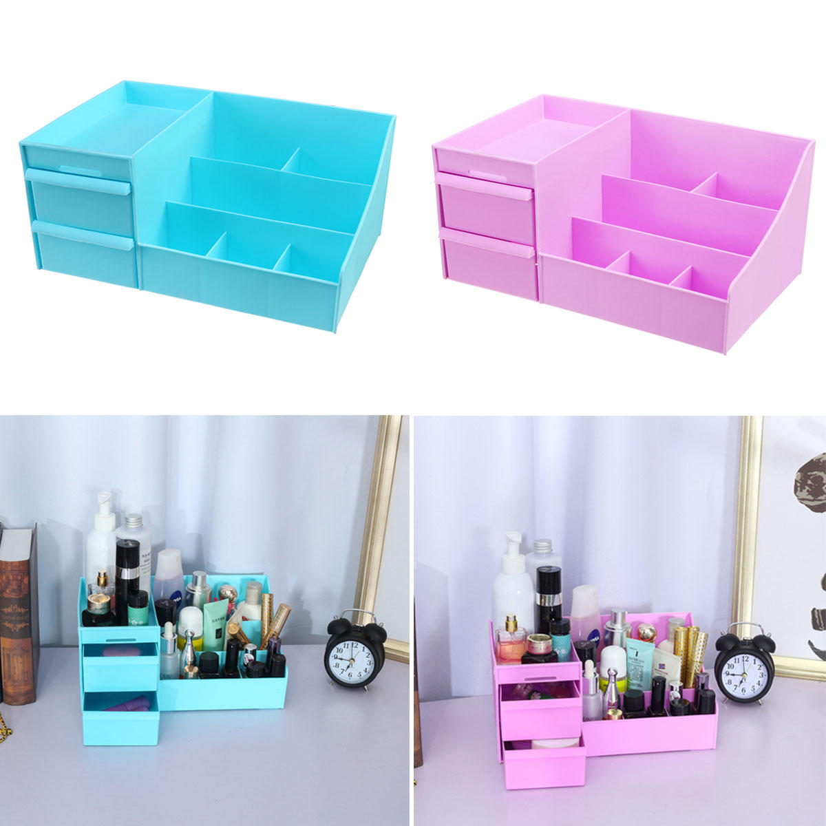 Desktop Cosmetics Storage Shelf Plastic Drawer Storage Box Home Organizer COD