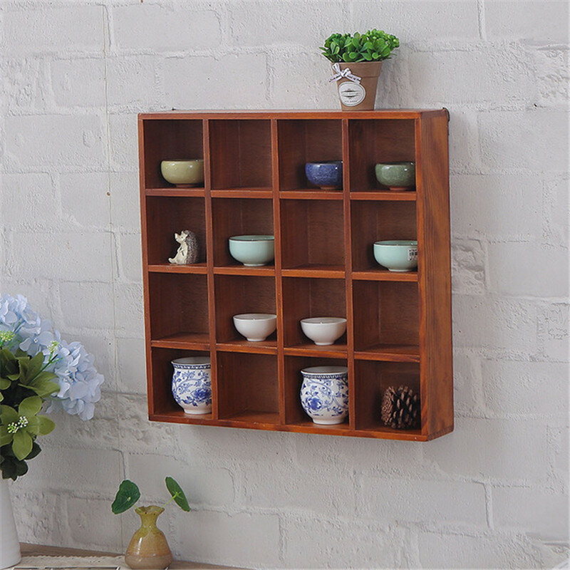 Wall Mounted Storage Shelf Wooden Hanging Shelf Wall Display Rack Holder COD