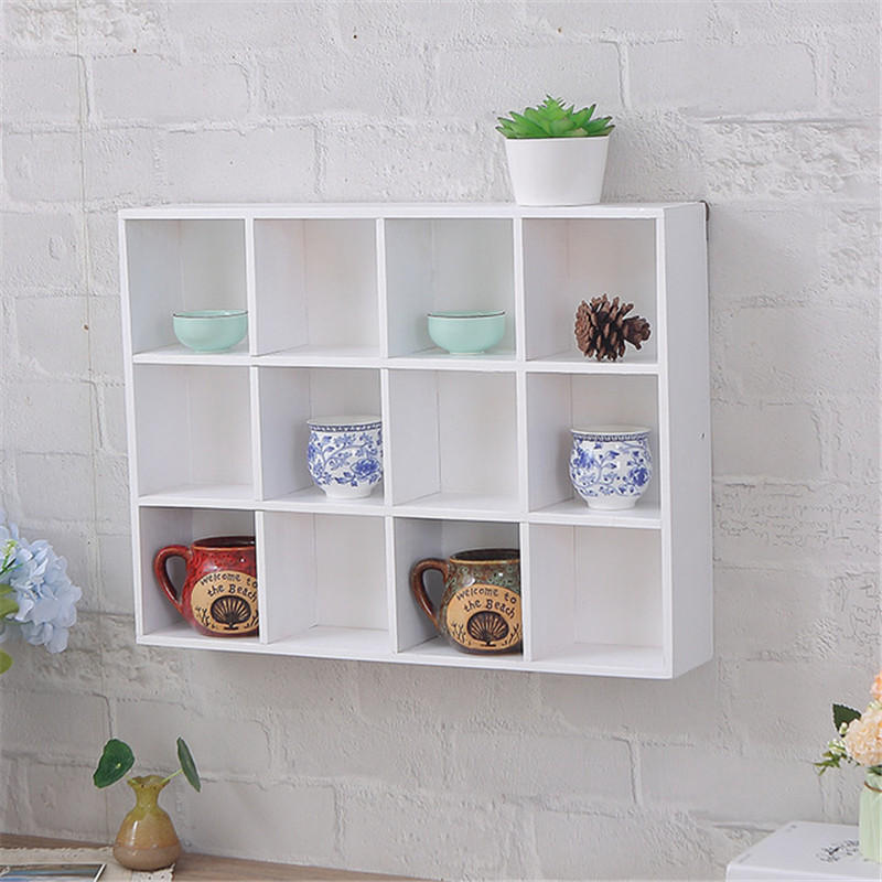 Wall Mounted Storage Shelf Wooden Hanging Shelf Wall Display Rack Holder COD