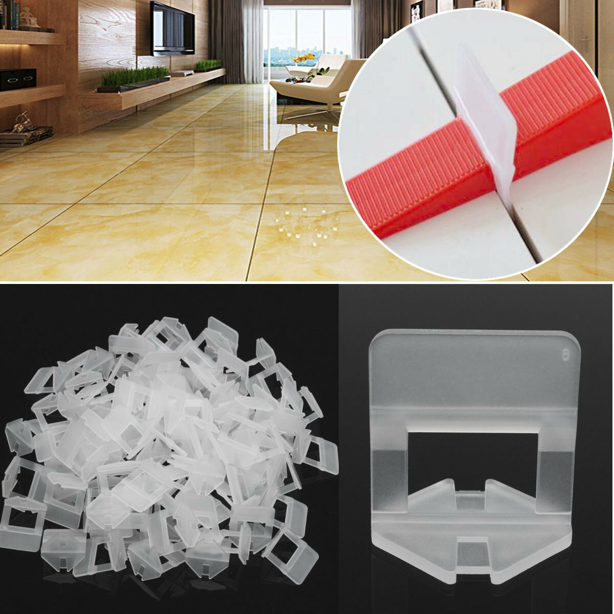 MACHIFIT 100/200Pcs 1.0mm 1.5mm White Ceramic Tile Leveling System Clip Tiling Accessibility Spacer Plastic Clip