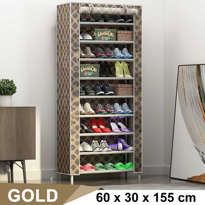 10 Tier DIY Shoe Rack Portable Storage Cabinet Organiser Wardrobe Dustproof COD