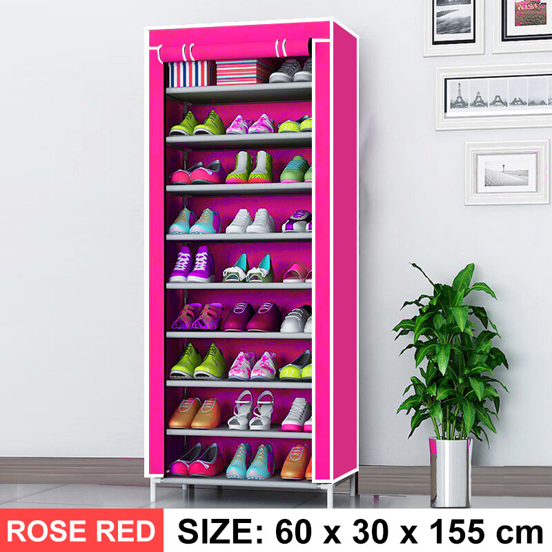 10 Tier DIY Shoe Rack Portable Storage Cabinet Organiser Wardrobe Dustproof COD