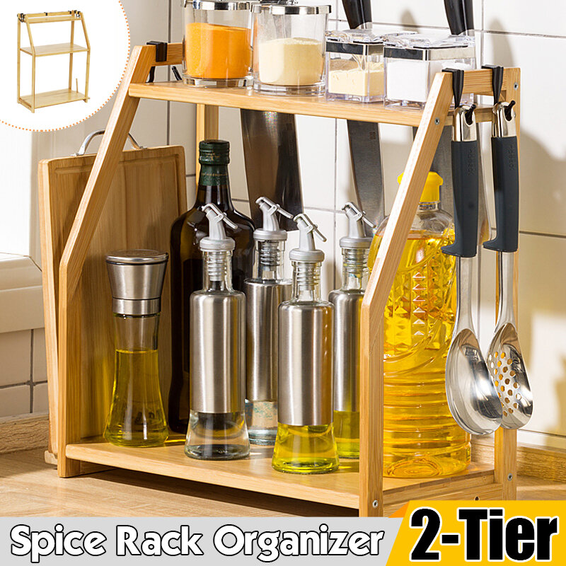 2/3 Layer Spice Rack Storage Organizer Seasoning Bottle Stand Shelf Holder COD