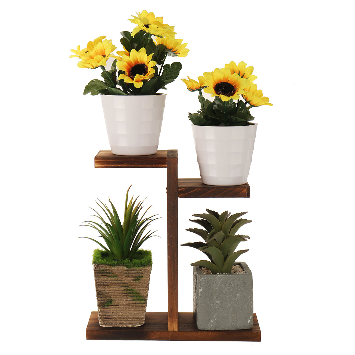 Fashion Multi-Tier Wooden Plant Stand Flower Display Rack Indoor Outdoor Flowers